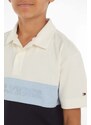 Detská bavlenná polokošeľa Tommy Hilfiger béžová farba, vzorovaný