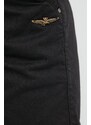 Šortky Aeronautica Militare dámske, čierna farba, jednofarebné, vysoký pás, BE222DCT3276