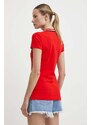 Polo tričko Tommy Hilfiger dámske, červená farba, WW0WW42749