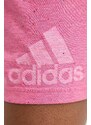 Šortky adidas dámske, ružová farba, vzorované, vysoký pás, IS3903