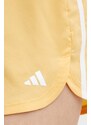 Tréningové šortky adidas Performance Pacer žltá farba, s nášivkou, vysoký pás, IS2179