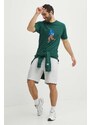 Bavlnené tričko New Balance pánske, zelená farba, s potlačou, MT41579NWG
