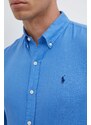 Ľanová košeľa Polo Ralph Lauren pánska,slim,s golierom button-down,710829443