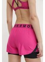 Tréningové šortky Under Armour dámske, ružová farba, s potlačou, vysoký pás