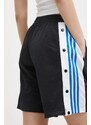 Šortky adidas Originals dámske, čierna farba, s nášivkou, vysoký pás, IU2479