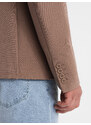 Ombre Clothing Pánske sako s prešívanými vreckami - tmavobéžové V3 OM-BLZB-0127