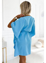 Numoco SOFIA Motýlie šaty so zaväzovaním v páse - farba modrá 287-26