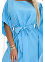 Numoco SOFIA Motýlie šaty so zaväzovaním v páse - farba modrá 287-26
