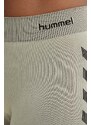 Tréningové šortky Hummel First Seamless béžová farba, s potlačou, vysoký pás, 212556