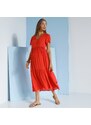 Blancheporte Jednofarebné šaty s výstrihom do "V" koralová 036