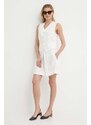 Ľanová sukňa Polo Ralph Lauren biela farba, mini, áčkový strih, 211935410