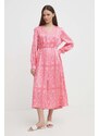 Šaty Mos Mosh ružová farba, midi, rovný strih