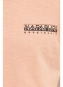 Bavlnené tričko Napapijri S-Martre pánske, ružová farba, s potlačou, NP0A4HQBP1I1