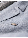 Ombre Clothing Pánske sako REGULAR strihu s ľanom - svetlomodré V3 OM-BLZB-0128