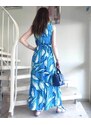 HECHTER Paris Šaty s potlačou a stuhou na zaväzovanie, modro-tyrkysové
