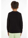 Detský bavlnený sveter Calvin Klein Jeans čierna farba, tenký
