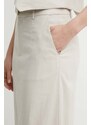 Ľanová sukňa Gestuz béžová farba, maxi, rovný strih, 10909103