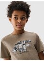 4F Chlapčenské tričko s potlačou - béžové