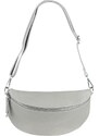 Sivá kožená talianska crossbody kabelka Reni Grande Grigia Nuvole s prídavným pruhom III NovaKabelka.sk