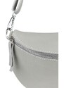 Sivá kožená talianska crossbody kabelka Reni Grande Grigia Nuvole s prídavným pruhom III NovaKabelka.sk