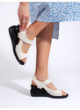 Comfortable white wedge sandals by Sergio Leone