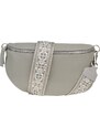Sivá kožená talianska crossbody kabelka Reni Grande Grigia Nuvole s prídavným pruhom III NovaKabelka.sk