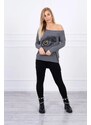 MladaModa Blúzka s motívom oka a predlženou zadnou časťou model 9315 grafitová