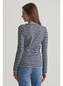 TRIČKO GANT SLIM STRIPED 1X1 RIBBED LS T-SHIRT EVENING BLUE