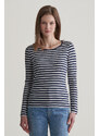 TRIČKO GANT SLIM STRIPED 1X1 RIBBED LS T-SHIRT EVENING BLUE