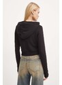 Mikina Diesel F-SLIMMY-HOOD-OD dámska, čierna farba, s kapucňou, s nášivkou, A15714.0GRAC