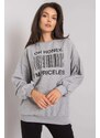 MladaModa Oversize mikina Basile s potlačou šedá