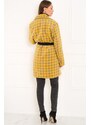 Glamorous by Glam Dámsky kabát žlto-sivý vzorovaný s opaskom