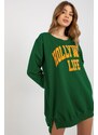 MladaModa Mikina s predlženou zadnou časťou a nápisom Hollywood Life tmavozelená+oranžová