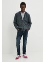 Mikina Tommy Jeans pánska, šedá farba, s kapucňou, jednofarebná, DM0DM20743