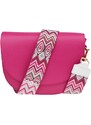 Ružová kožená talianska crossbody kabelka Ramona Fuxia s prídavným pruhom II NovaKabelka.sk