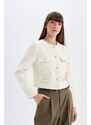 DEFACTO Crop Crew Neck Button-Down Blazer Jacket