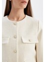 DEFACTO Crop Crew Neck Button-Down Blazer Jacket