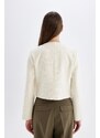 DEFACTO Crop Crew Neck Button-Down Blazer Jacket