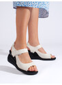 Comfortable white wedge sandals by Sergio Leone