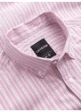 Ombre Men's cotton REGULAR FIT shirt with fine stripes - pink