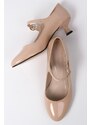 Mio Gusto Gabriela Nude Colored Patent Leather Women's Low Heeled Shoes