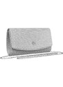 Rovicky strieborná listová kabelka s trblietavou textúrou a odnímateľnou retiazkou R-XS013