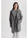 DEFACTO Windproof Long Cashmere Coat Oversize Wide Cut Double Breasted Collar Button