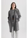 DEFACTO Windproof Long Cashmere Coat Oversize Wide Cut Double Breasted Collar Button