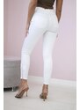 MladaModa Bavlnené nohavice s mašličkou model 3695 biele