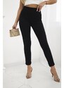 MladaModa Bavlnené nohavice s ozdobným pásom model 2399 čierne