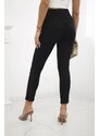 MladaModa Bavlnené nohavice s ozdobným pásom model 2399 čierne
