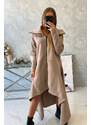 Béžové zateplené šaty s dlhšími bokmi 21756 - Kesi