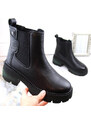 Dámske zateplené kožené členkové topánky PAW484 Black - Filippo