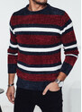 BASIC Vínový pánsky pruhovaný sveter WX2264